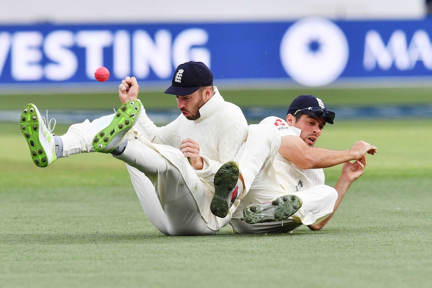 Alastair Cook and James Vince collide trying to take a catch