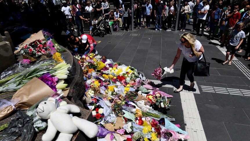Flowers at site of Melbourne incident