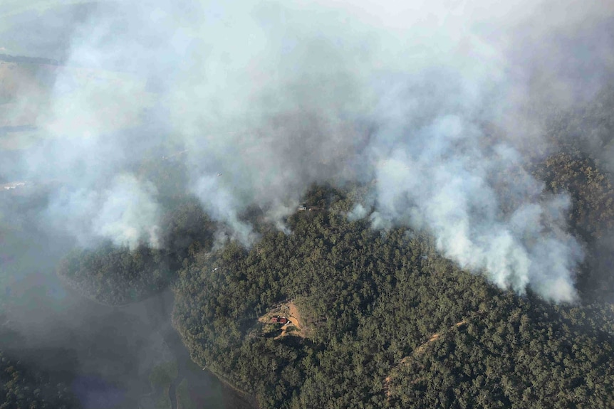 Smokey aerial shots.