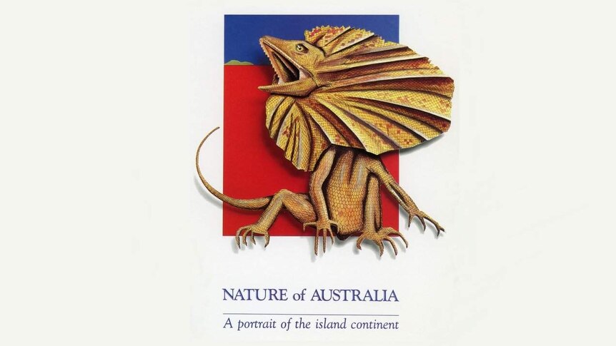 ABC Nature of Australia documentary logo showing a frilled-neck lizard and the slogan 'a portrait of the island continent'.