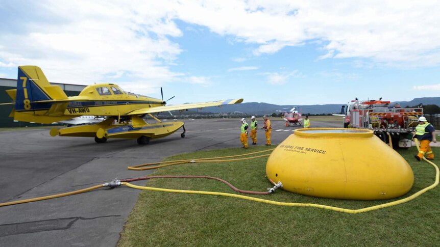 Water-bombing aircraft on standby in Wollongong