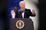 US President Joe Biden gestures as he speaks