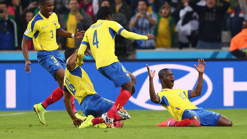 Enner Valencia celebrates goal against Honduras