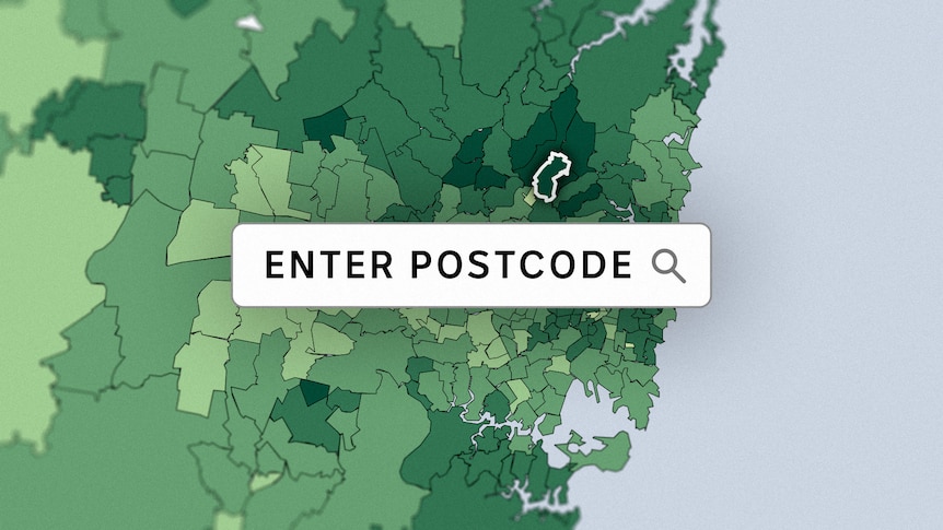 Map showing NSW vaccination rates by postcode