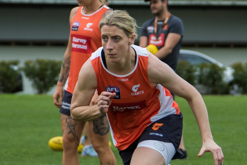 International recruit Cora Staunton training with AFLW club GWS Giants.