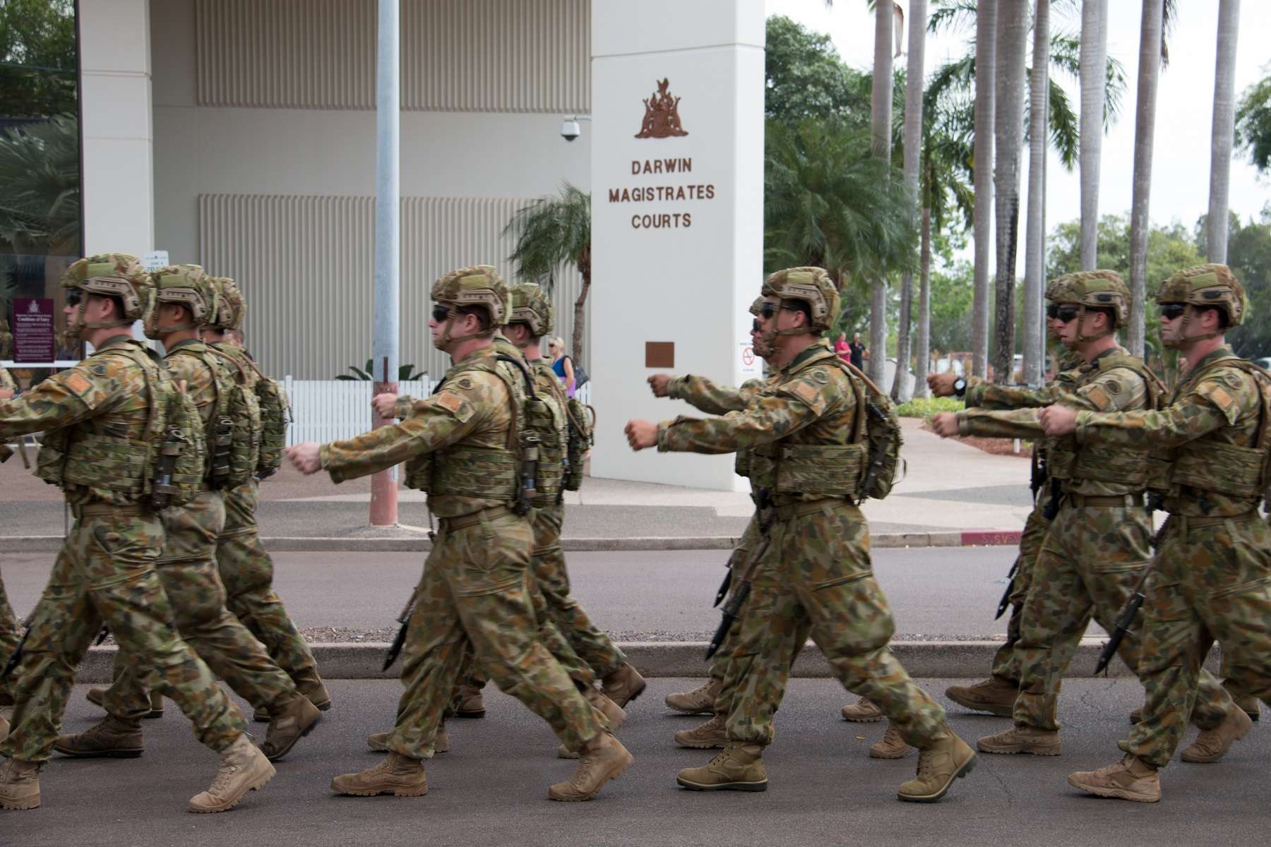 Freedom of Entry parade Camouflaged soldiers of 5th battalion RAR take
