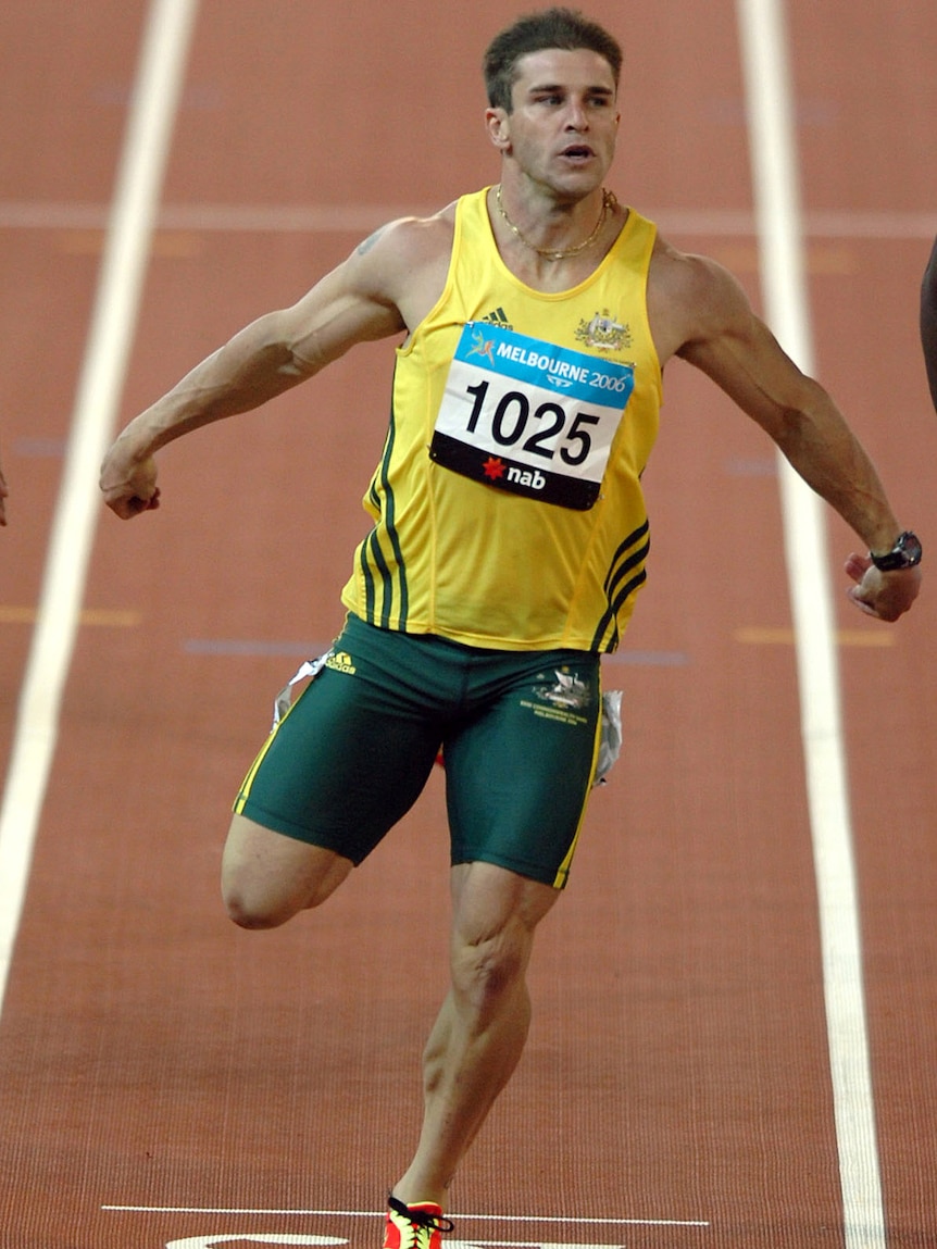 Daniel Batman in action at the men's 200m at the 2006 Melbourne Commonwealth Games.