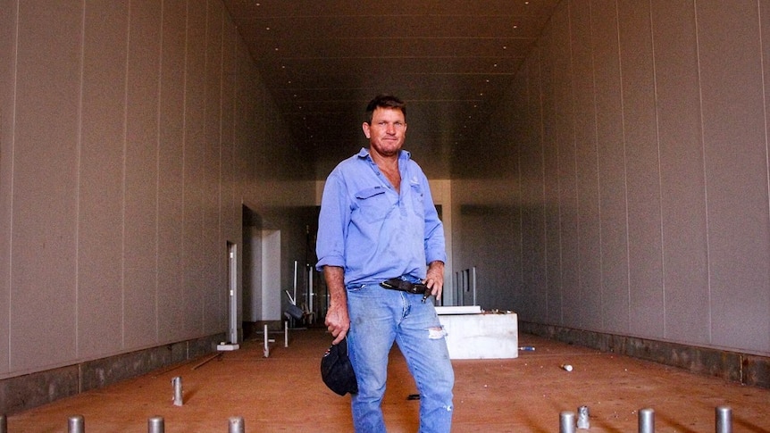 Jack Burton standing inside his soon to be opened Kimberley abattoir near Broome in Western Australia.