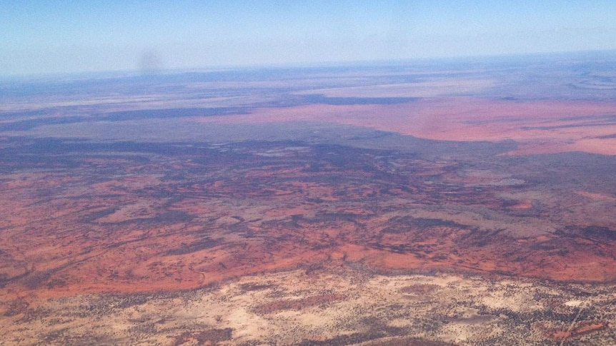 Flying over the Diamantina in Queensland