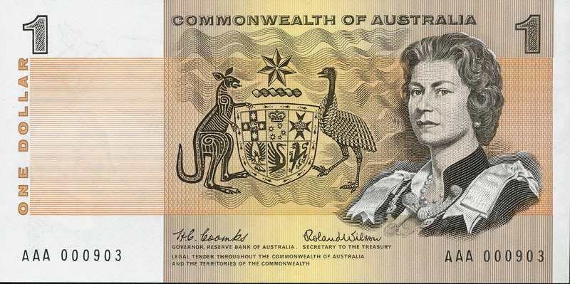 An Australian $1 bank note.