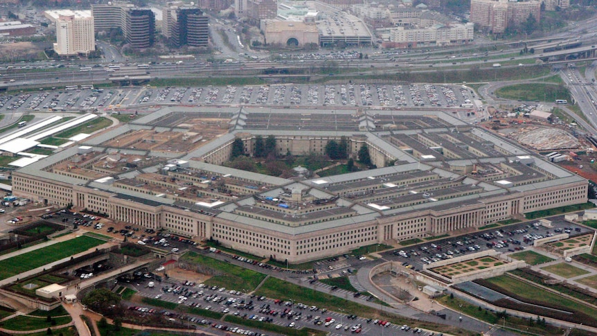 aerial view of the Pentagon building.