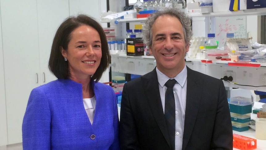 Professors Carola Vinuesa and Matthew Cook in an ANU lab.