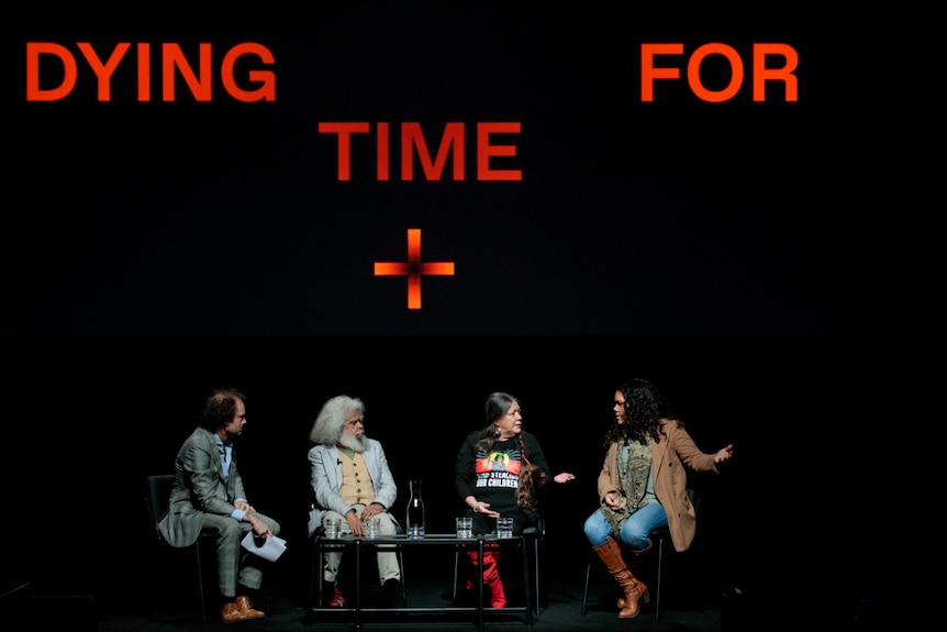 Erik Jensen, Uncle Jack Charles, Vickie Roach, and Jacinta Nampijinpa Price at Dark + Dangerous Thoughts 2018