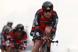 Cadel Evans and BMC Racing in a team time trial Lienz, Italy