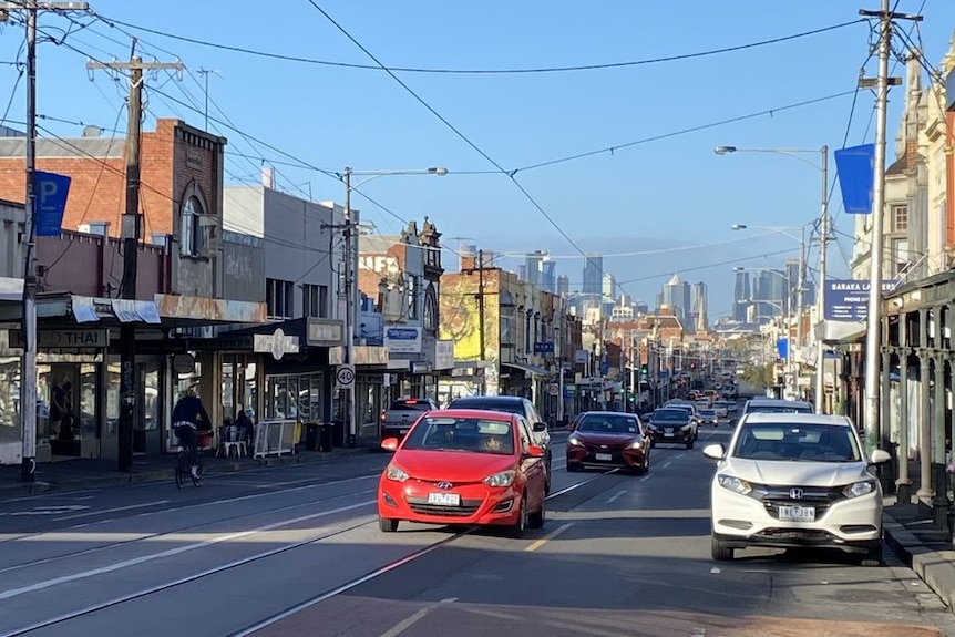 Sydney Road busy with cars.