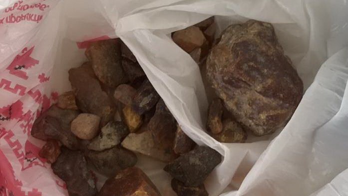 A bag of raw amber.