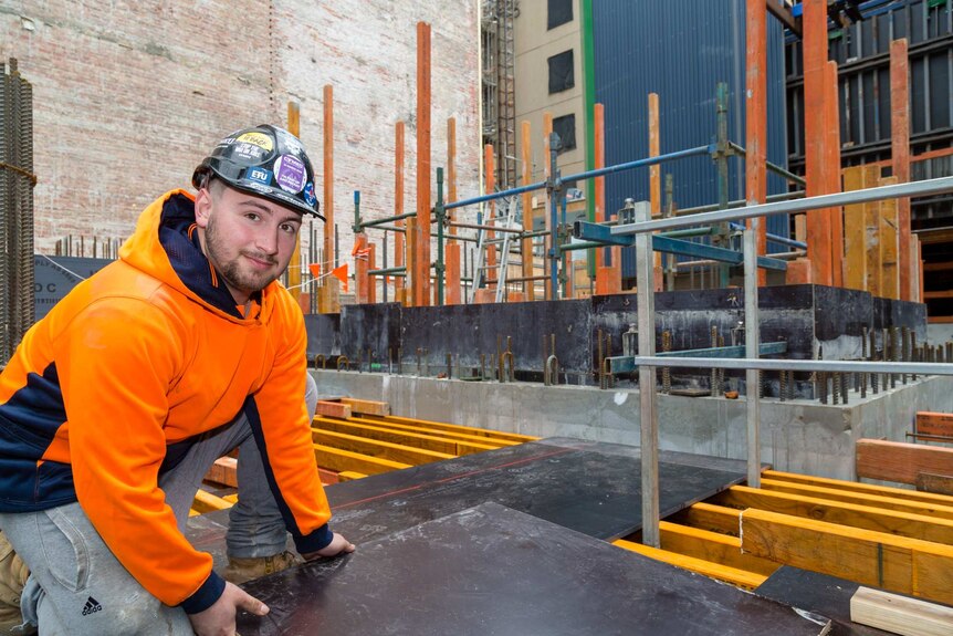 Construction worker Luca Vechio on a site in Melbourne.