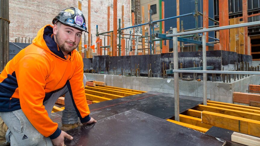 Construction worker Luca Vechio on a site in Melbourne.