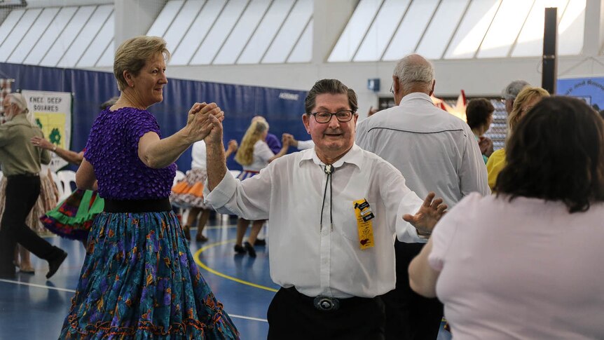 Male square dancer in action
