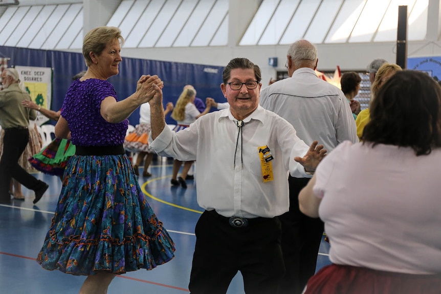 Male square dancer in action