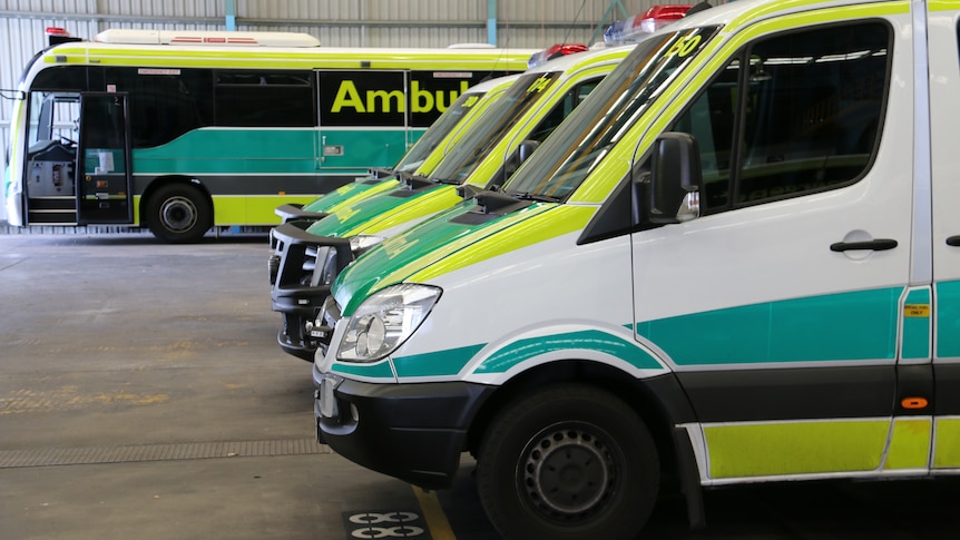 SA Ambulance bus parked at its base in Adelaide.