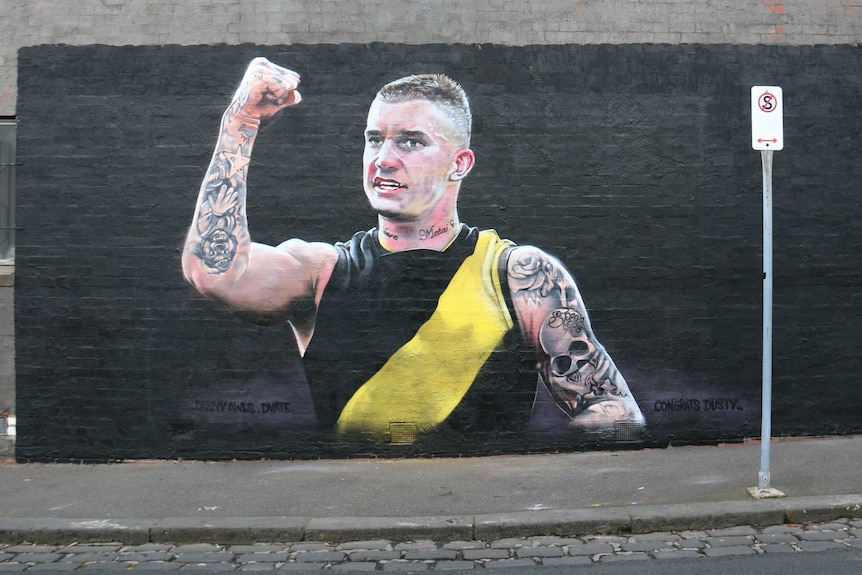 A mural featuring Richmond's Dustin Martin