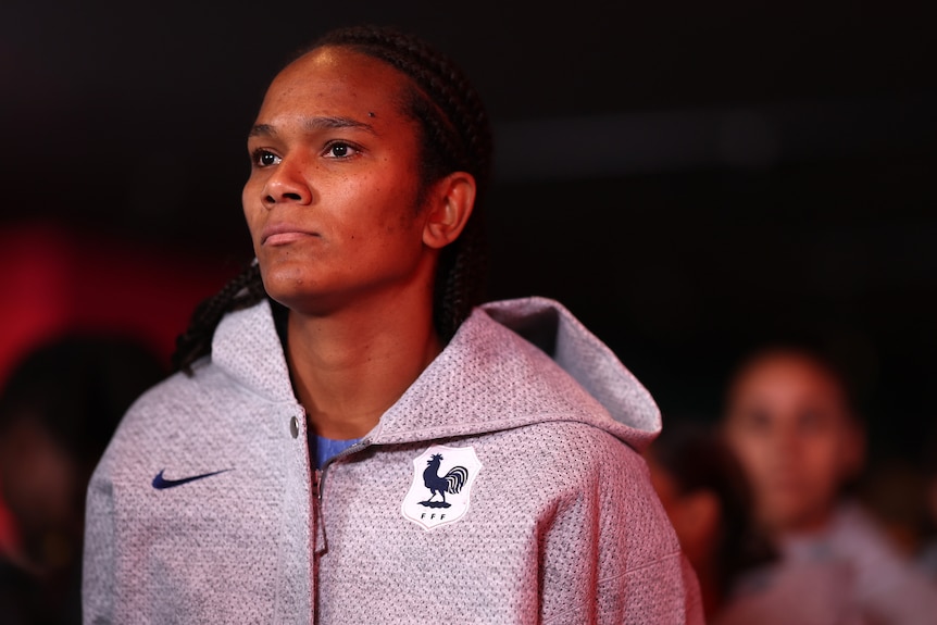 A French player stands in the tunnel before a Women's World Cup match against Jamaica.