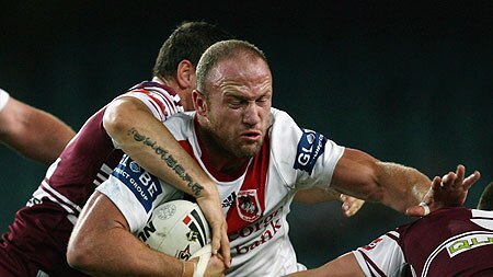 Outstanding prop Luke Bailey goes on the charge against the Sea Eagles.