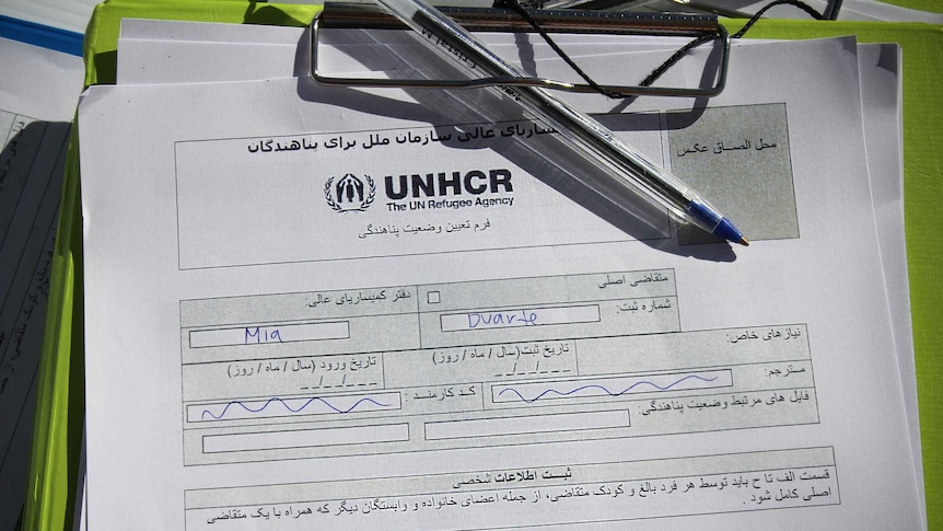 A UNCHR form in Arabic.