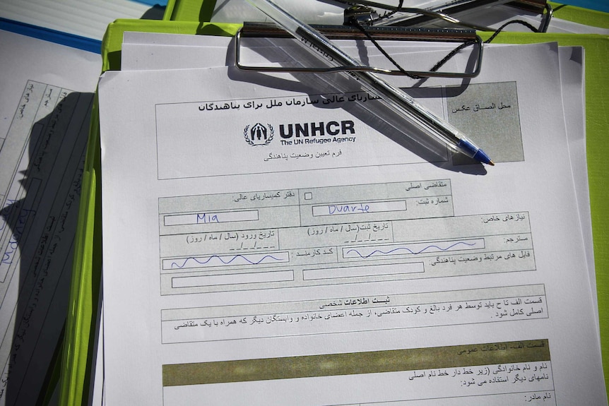A UNCHR form in Arabic.