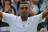 Dream run ... Nick Kyrgios celebrates during his charge towards the Wimbledon quarter-finals last year