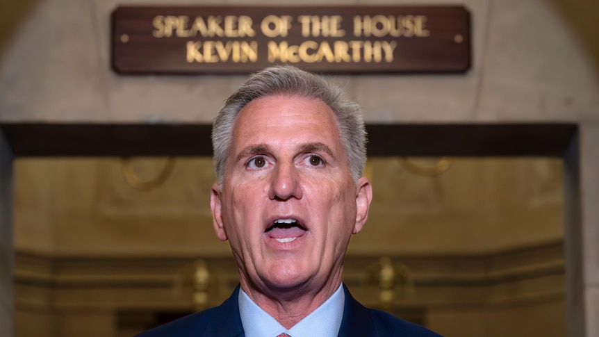 Speaker of the House Kevin McCarthy speaks at the Capitol in Washington.