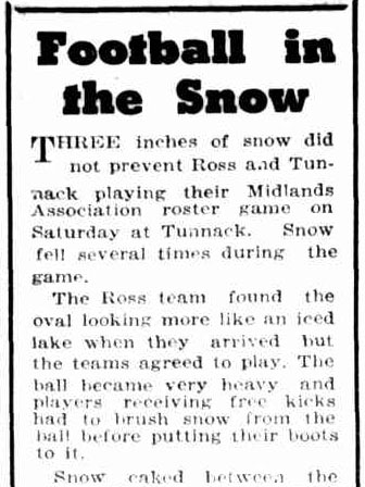 headline reads "Football in the Snow"
