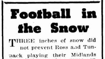 headline reads "Football in the Snow"