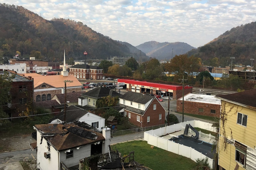 A view of town in Logan County in West Virginia.