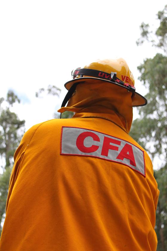 The back of a firefighter.