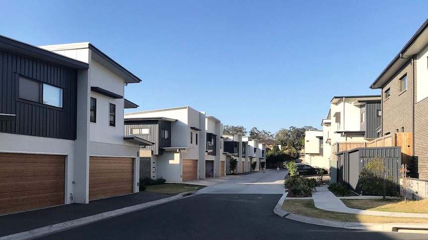 A street with a new townhouse development at McDowall on Brisbane's northside.