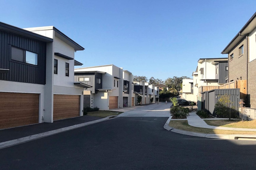 A street with a new townhouse development at McDowall on Brisbane's northside.