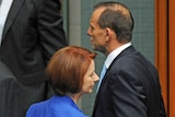 Julia Gillard and Tony Abbott during Question Time on October 9, 2012.