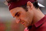 Roger Federer looks glum
