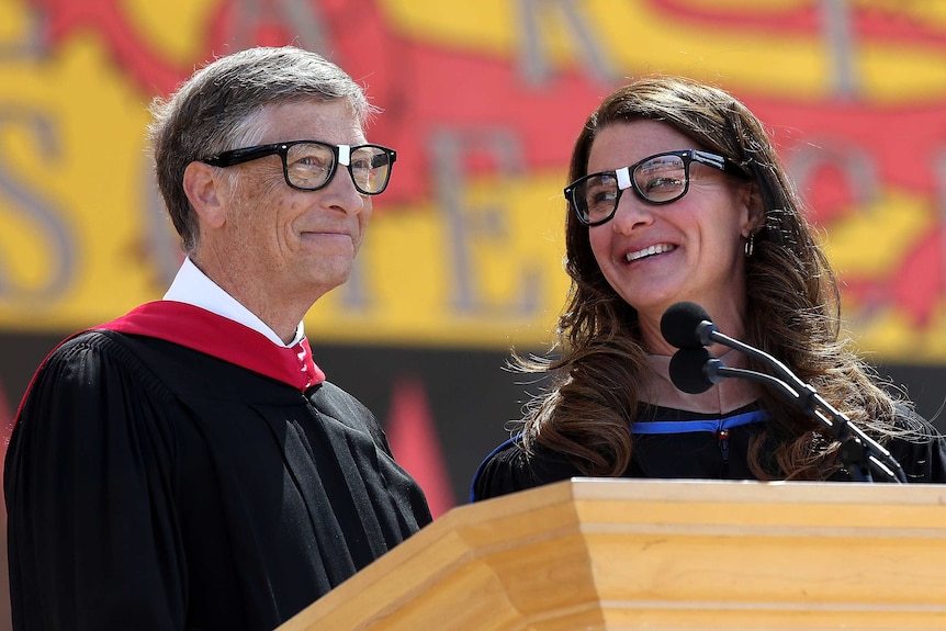 Bill and Melinda Gates at the 2014 Stanford commencement ceremony