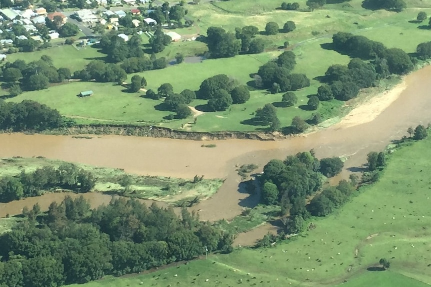 Showing a river repair site downstream that is now covered with vegetation.