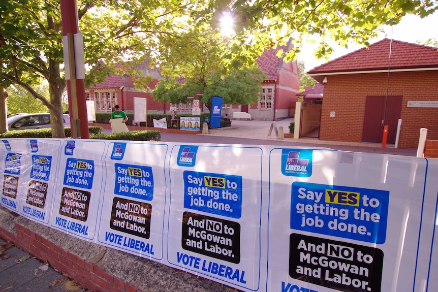 Liberal signage at a polling booth.