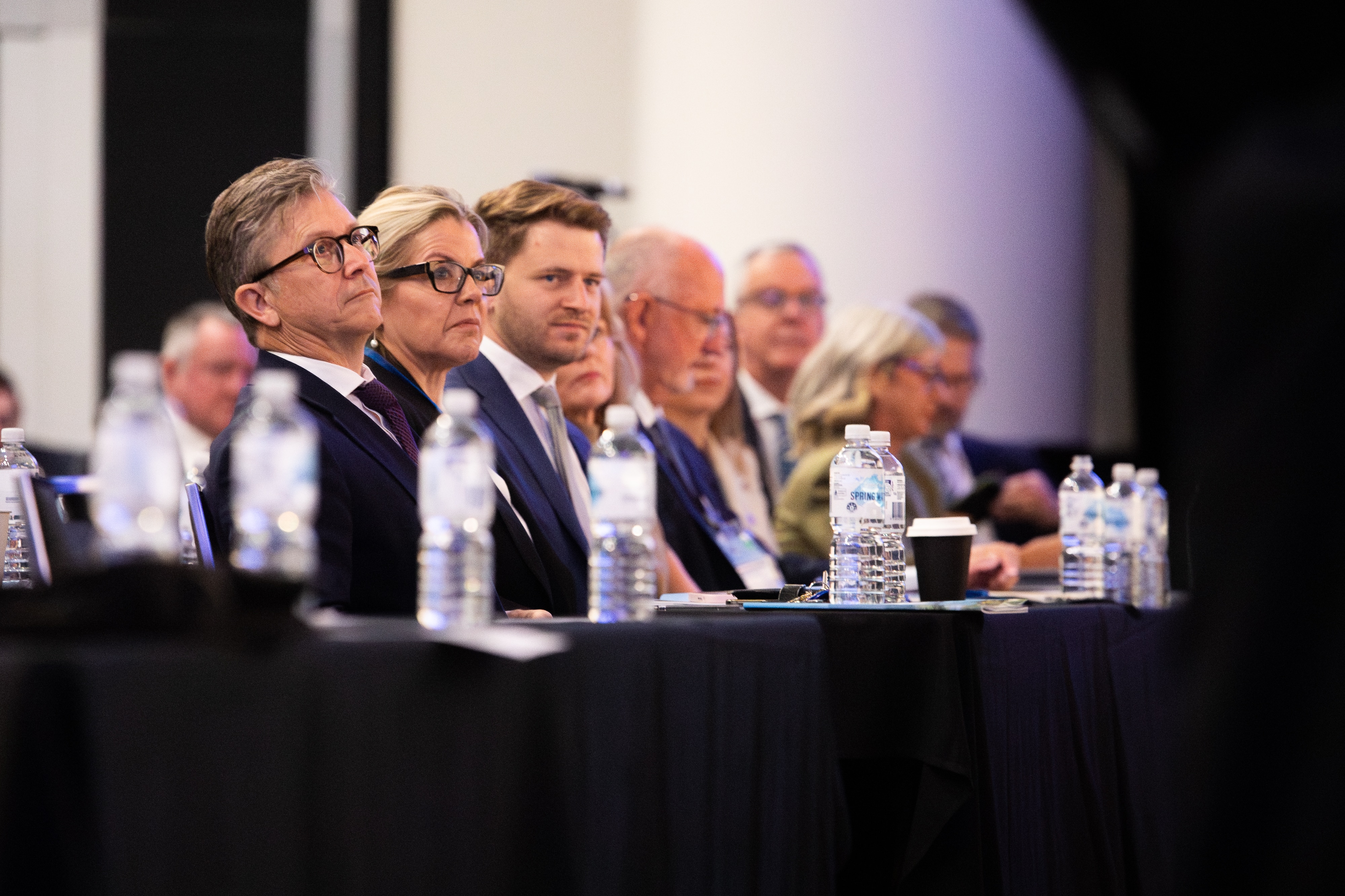 WA Liberal MPs, including Tjorn Sibma and Libby Mettam, listen to a speech.