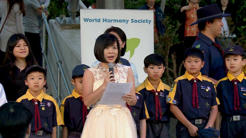 Shan Ju Lin at a World Harmony Society event