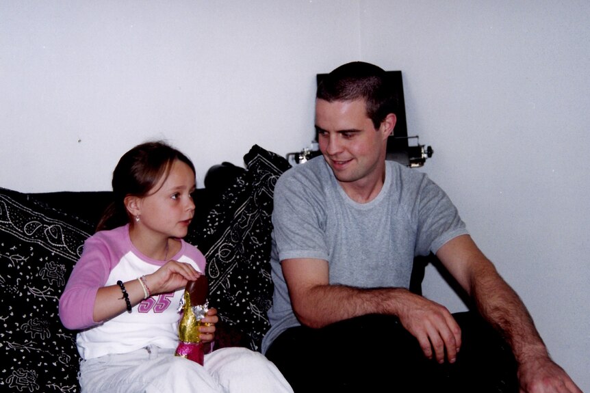 Adam Kneale circa 1999 with daughter Tilly at Easter