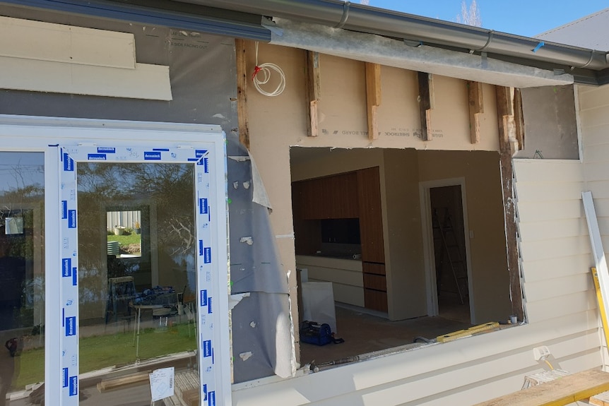 A hole in a house during construction 