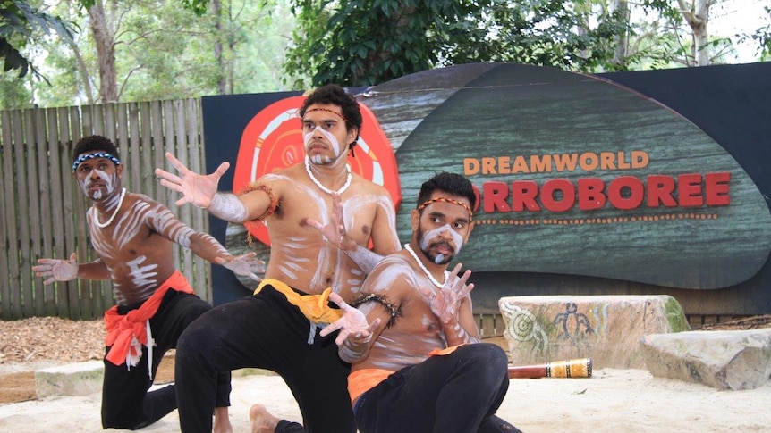 Indigenous dance troupe Excelsior celebrating National Reconciliation Week at Dreamworld