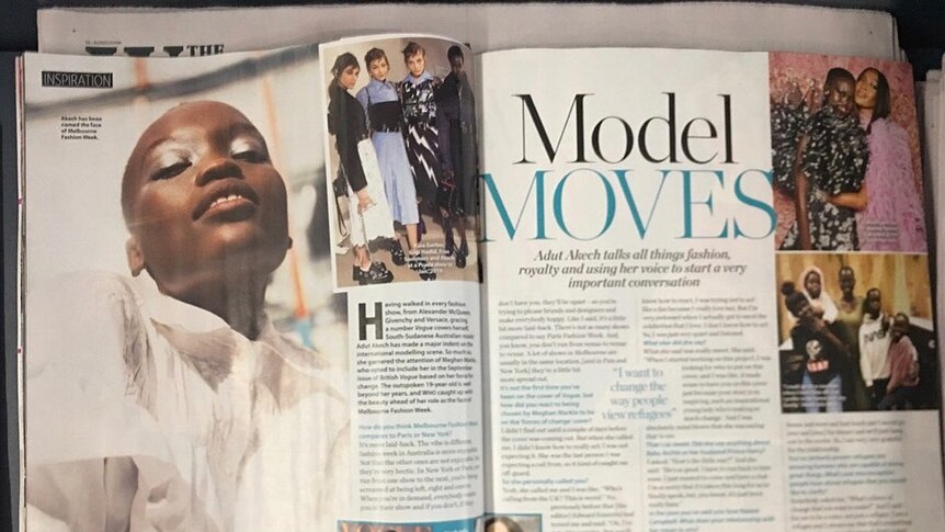 A Who magazine spread about model Adut Akech, in which an image of a different model is published.