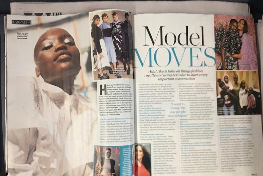 A Who magazine spread about model Adut Akech, in which an image of a different model is published.